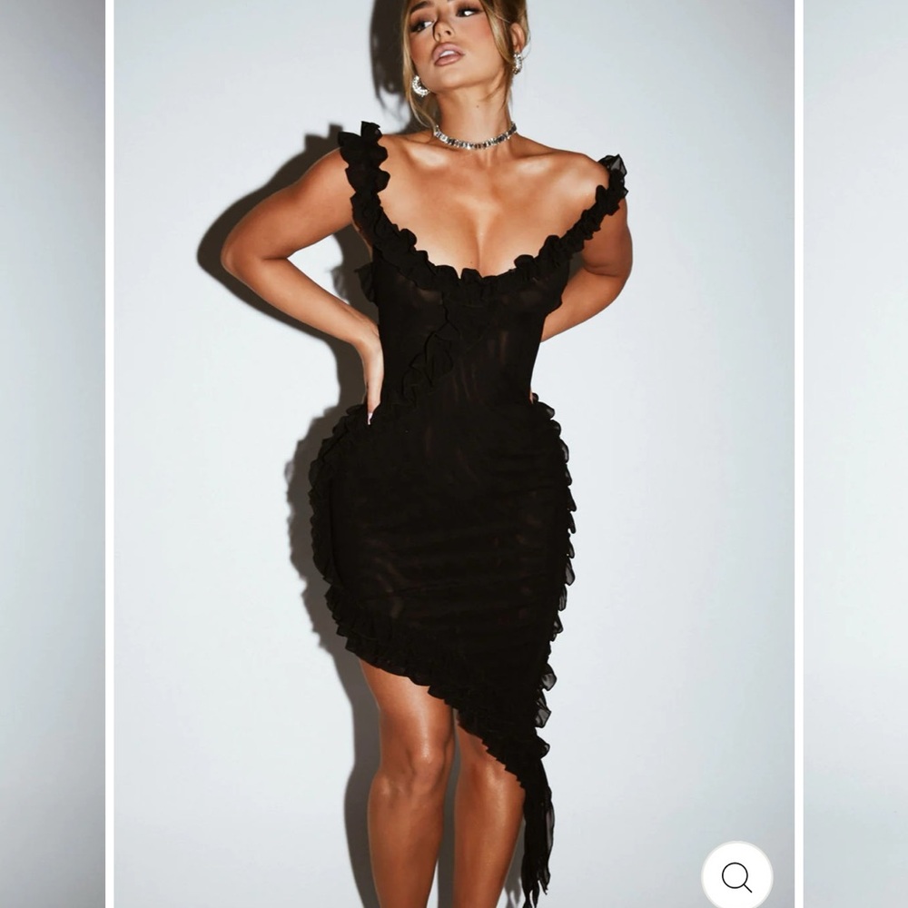 Ruffle Detail Asymmetric Dress